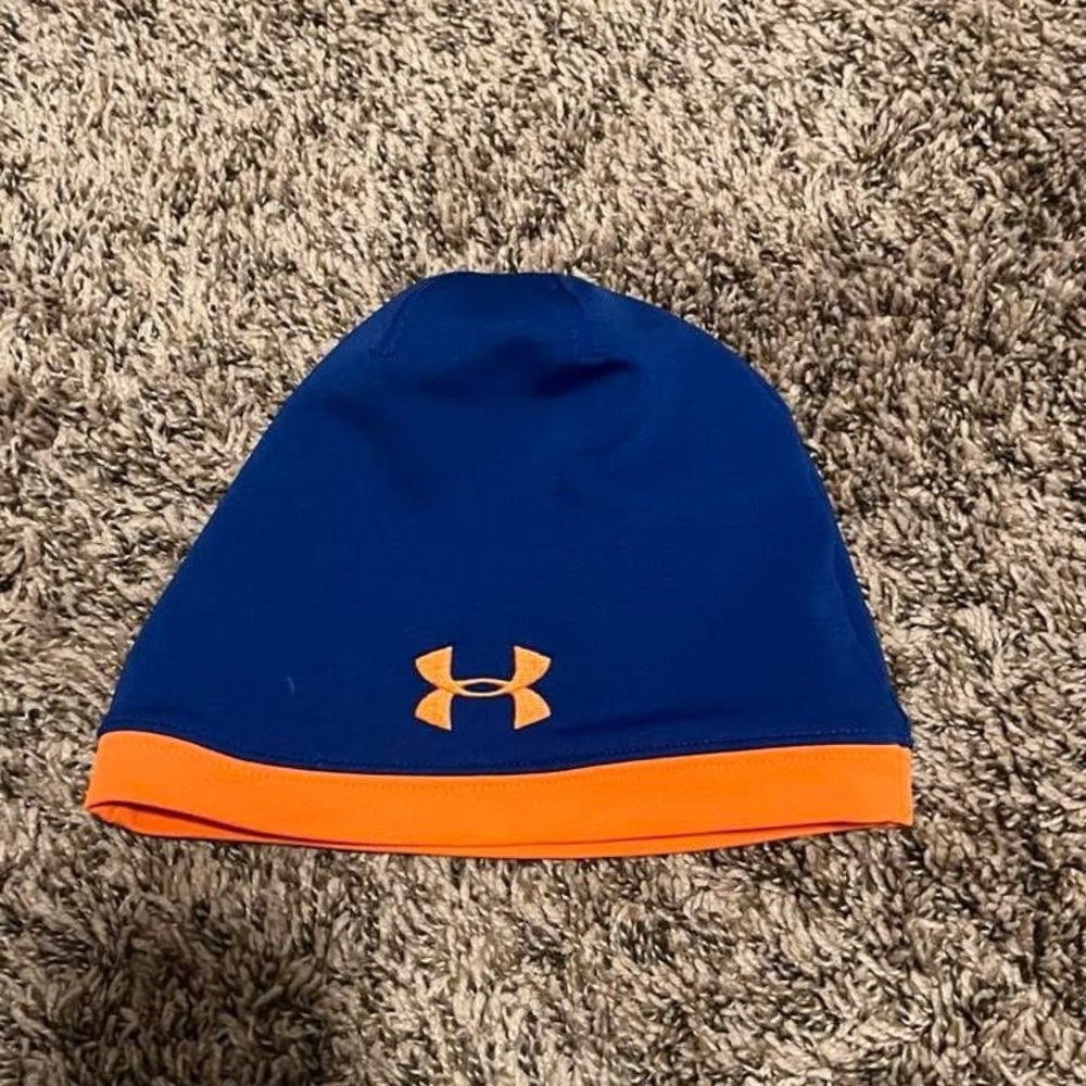 Kids Under Armour Blue and Orange Beanie